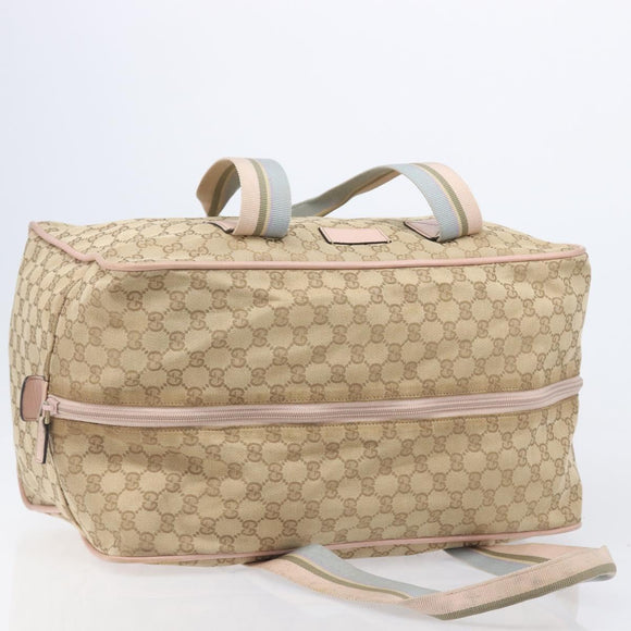 GUCCI GG Canvas Sherry Line Boston Bag Beige Gold 153240 Auth BA16444