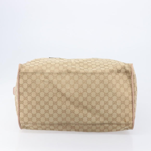GUCCI GG Canvas Sherry Line Boston Bag Beige Gold 153240 Auth BA16444