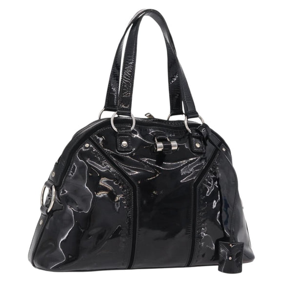 SAINT LAURENT Muse Toe Hand Bag Patent leather Ivory Gold 156464 Auth BA16445