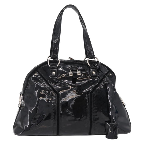 SAINT LAURENT Muse Toe Hand Bag Patent leather Ivory Gold 156464 Auth BA16445