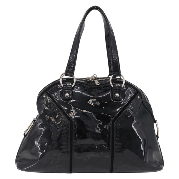 SAINT LAURENT Muse Toe Hand Bag Patent leather Ivory Gold 156464 Auth BA16445