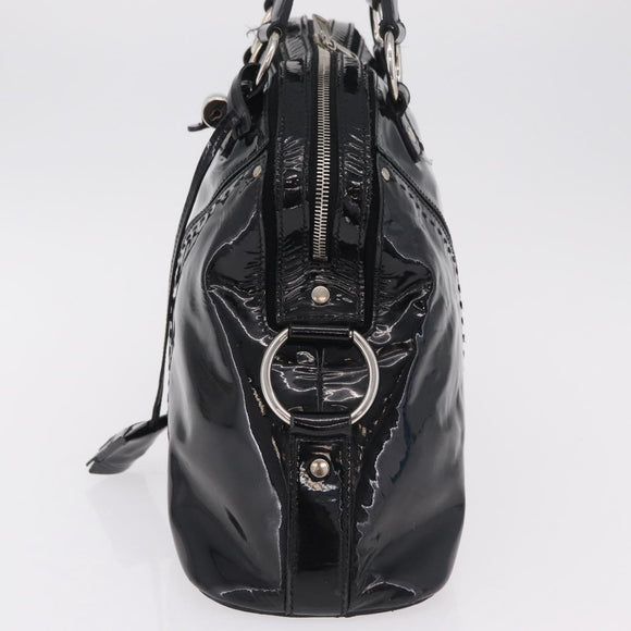 SAINT LAURENT Muse Toe Hand Bag Patent leather Ivory Gold 156464 Auth BA16445
