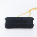Salvatore Ferragamo Gancini Chain Shoulder Bag Suede Black Gold Auth BA16446-5