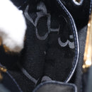 Salvatore Ferragamo Gancini Chain Shoulder Bag Suede Black Gold Auth BA16446-20