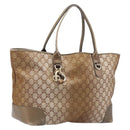 GUCCI GG Canvas Tote Bag Beige Gold 269956 Auth BA16448-1
