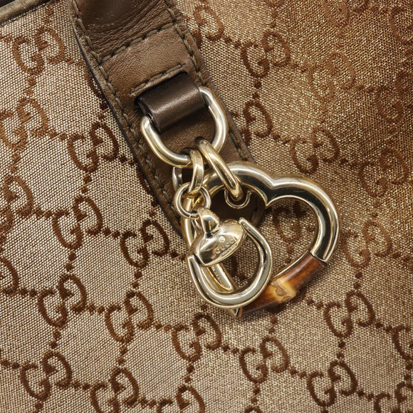 GUCCI GG Canvas Tote Bag Beige Gold 269956 Auth BA16448