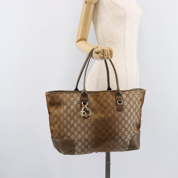 GUCCI GG Canvas Tote Bag Beige Gold 269956 Auth BA16448