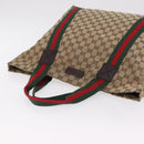 GUCCI GG Canvas Web Sherry Line Tote Bag Beige 189669 Auth BA16449-6