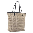 FENDI Zucchino Canvas Tote Bag Beige Silver 8BH074 Auth BA16450-1