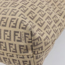 FENDI Zucchino Canvas Tote Bag Beige Silver 8BH074 Auth BA16450-17