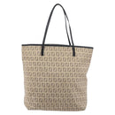 FENDI Zucchino Canvas Tote Bag Beige Silver 8BH074 Auth BA16450-2