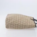 FENDI Zucchino Canvas Tote Bag Beige Silver 8BH074 Auth BA16450-3