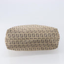 FENDI Zucchino Canvas Tote Bag Beige Silver 8BH074 Auth BA16450-5
