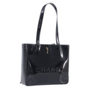 CHANEL Tote Bag Patent Leather Black Gold CC Auth BA16451-1