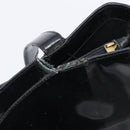 CHANEL Tote Bag Patent Leather Black Gold CC Auth BA16451-10