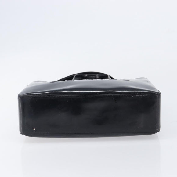 CHANEL Tote Bag Patent Leather Black Gold CC Auth BA16451