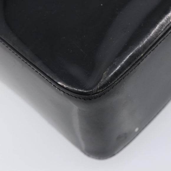 CHANEL Tote Bag Patent Leather Black Gold CC Auth BA16451