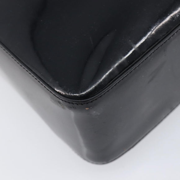CHANEL Tote Bag Patent Leather Black Gold CC Auth BA16451