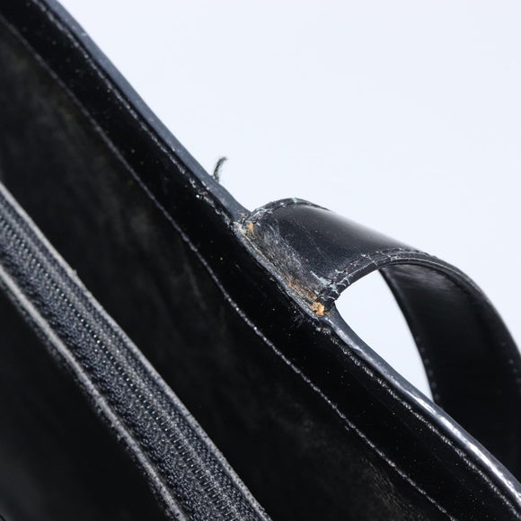 CHANEL Tote Bag Patent Leather Black Gold CC Auth BA16451