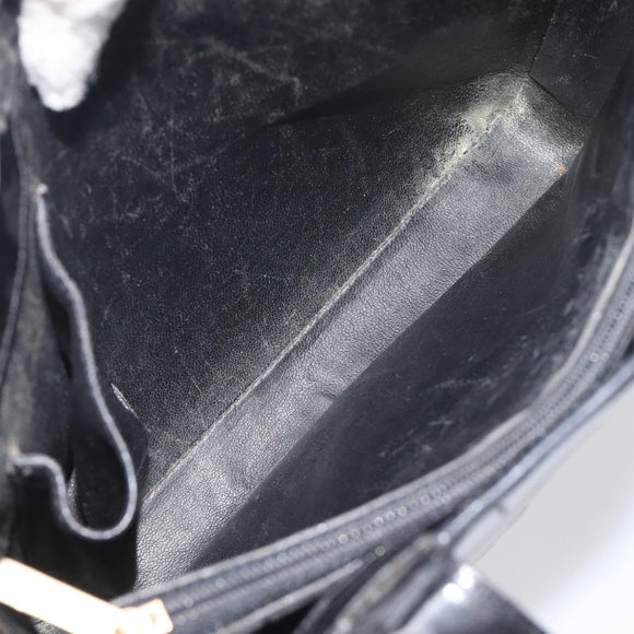 CHANEL Tote Bag Patent Leather Black Gold CC Auth BA16451