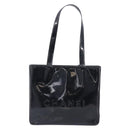 CHANEL Tote Bag Patent Leather Black Gold CC Auth BA16451-2