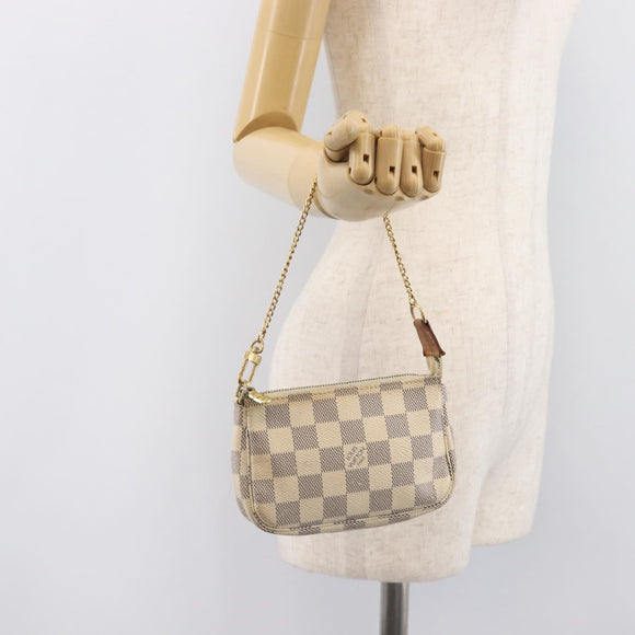 LOUIS VUITTON Damier Azur Mini Pochette Accessoires Pouch N63005 LV Auth BA16455