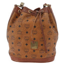MCM Vicetos Logogram Shoulder Bag PVC Leather Brown Gold Auth BA16458-13