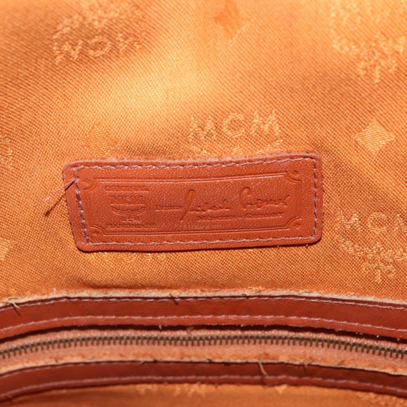 MCM Vicetos Logogram Shoulder Bag PVC Leather Brown Gold Auth BA16458