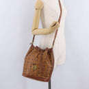 MCM Vicetos Logogram Shoulder Bag PVC Leather Brown Gold Auth BA16458-26