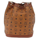 MCM Vicetos Logogram Shoulder Bag PVC Leather Brown Gold Auth BA16458-2