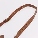 MCM Vicetos Logogram Shoulder Bag PVC Leather Brown Gold Auth BA16458-14
