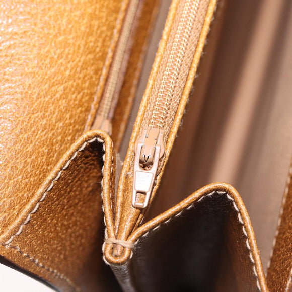 GUCCI GG Supreme Business Bag PVC Leather White Gold Auth BA16459A