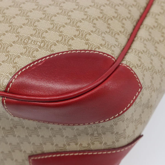 CELINE Macadam Canvas Tote Bag PVC Beige Gold Auth BA16461A