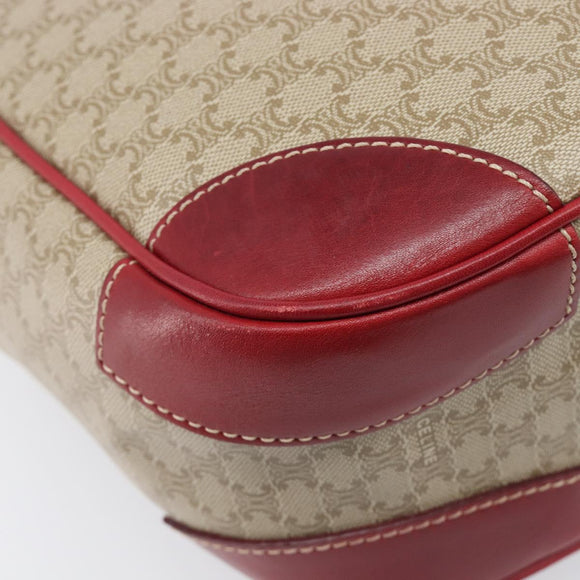 CELINE Macadam Canvas Tote Bag PVC Beige Gold Auth BA16461A