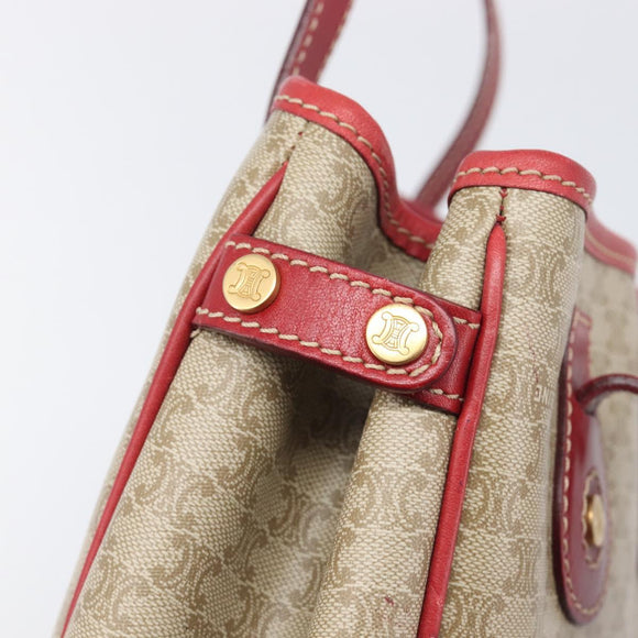 CELINE Macadam Canvas Tote Bag PVC Beige Gold Auth BA16461A