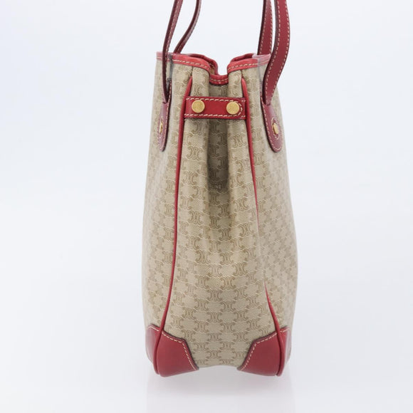 CELINE Macadam Canvas Tote Bag PVC Beige Gold Auth BA16461A