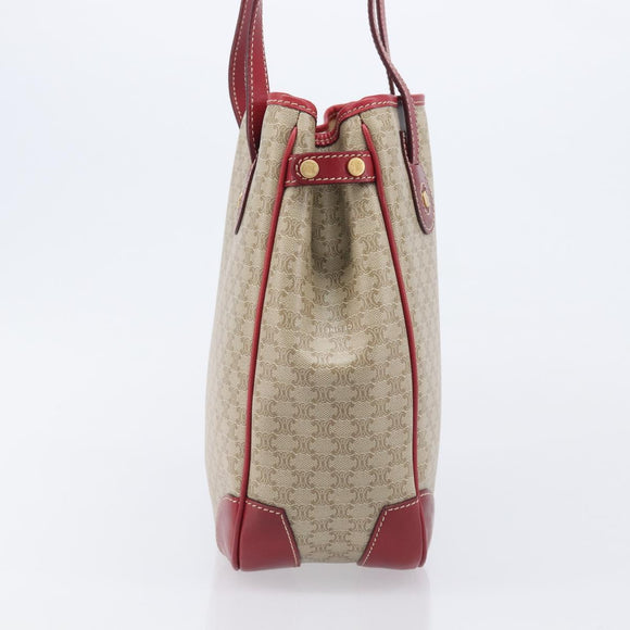 CELINE Macadam Canvas Tote Bag PVC Beige Gold Auth BA16461A