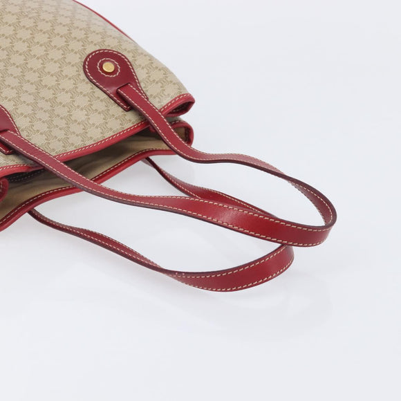 CELINE Macadam Canvas Tote Bag PVC Beige Gold Auth BA16461A