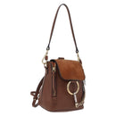 Chloe Faye Mini Backpack Leather Brown Gold Auth BA16466-1