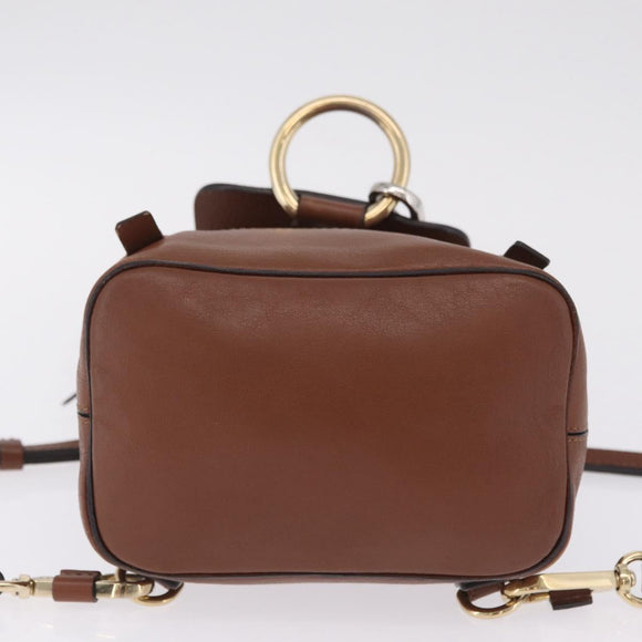 Chloe Faye Mini Backpack Leather Brown Gold Auth BA16466