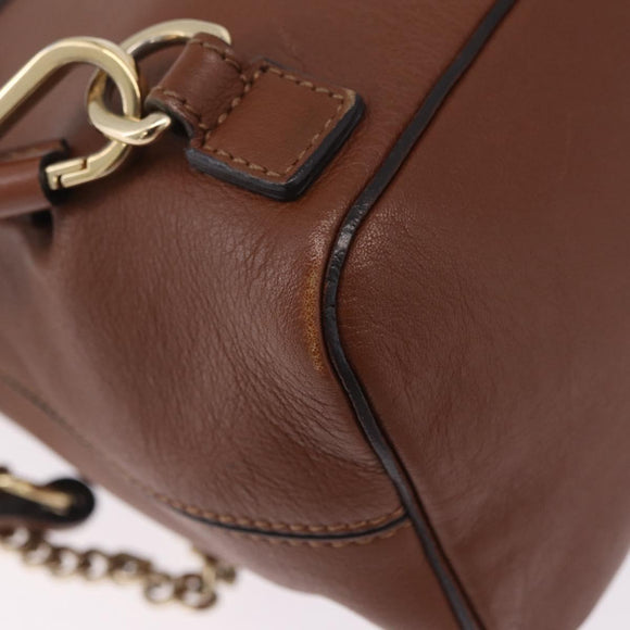 Chloe Faye Mini Backpack Leather Brown Gold Auth BA16466