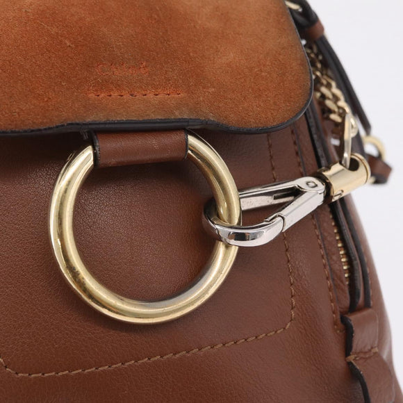 Chloe Faye Mini Backpack Leather Brown Gold Auth BA16466