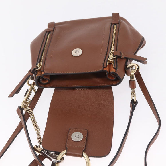 Chloe Faye Mini Backpack Leather Brown Gold Auth BA16466