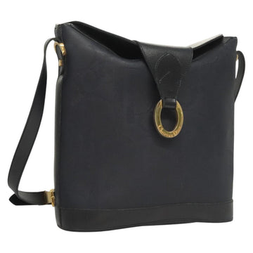 Christian Dior Trotter Canvas Shoulder Bag PVC Navy Gold Auth BA1648