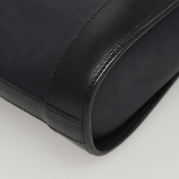 Christian Dior Trotter Canvas Shoulder Bag PVC Navy Gold Auth BA1648