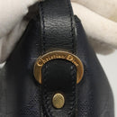 Christian Dior Trotter Canvas Shoulder Bag PVC Navy Gold Auth BA1648-10