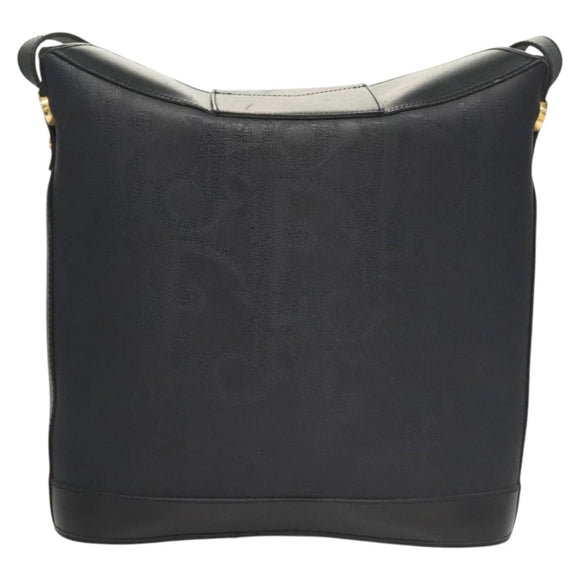 Christian Dior Trotter Canvas Shoulder Bag PVC Navy Gold Auth BA1648