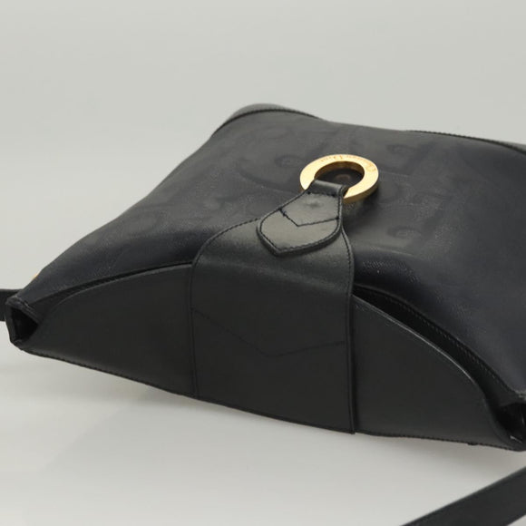 Christian Dior Trotter Canvas Shoulder Bag PVC Navy Gold Auth BA1648