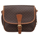 CELINE Macadam Canvas Shoulder Bag PVC Leather 2 Set Brown Auth BA16481-2