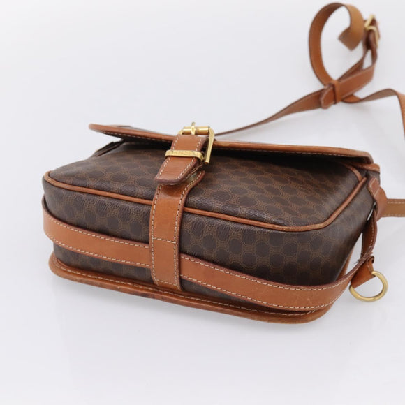 CELINE Macadam Canvas Shoulder Bag PVC Leather 2 Set Brown Auth BA16481